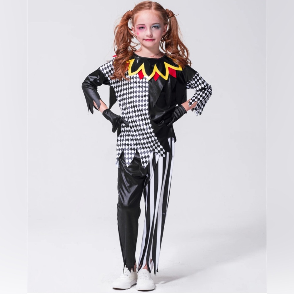 Kali Harlequin Jester Costume - Black, White, and Yellow